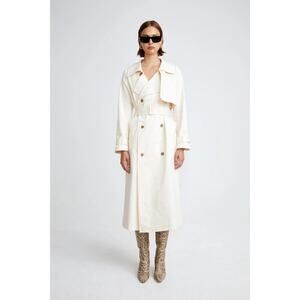 NOUR HAMMOUR Harriet Canvas Organic COTTON TRENCH COAT Cream Size 34 Classic